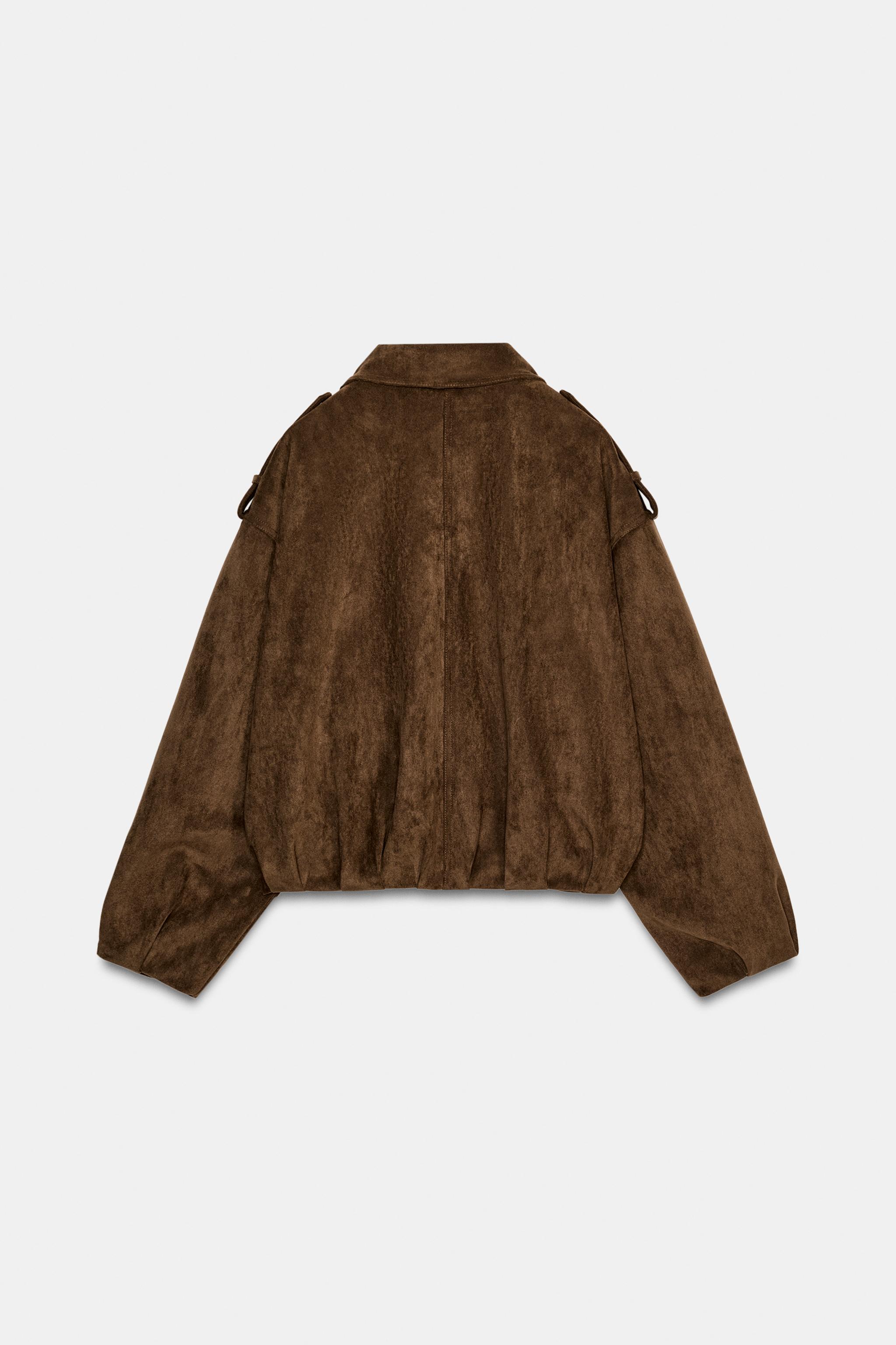 OVERSIZED FAUX SUEDE BIKER JACKET